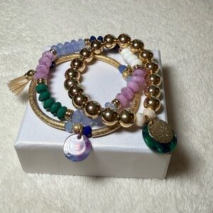 Lilly Pulitzer Yellow Gold Bracelet Set of 3 in “Craysea Lilac” - Size: OS